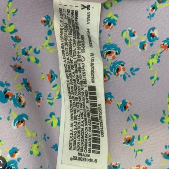 Zara NWT Printed Floral Lace Up Satin Dress Purple - Picture 4 of 8